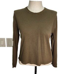 James Perse Long Sleeve Crew Neck T-Shirt Womens Size 2 Medium Olive Green